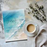 Serene Blue Ocean Beach Casamento Obrigado Cartões