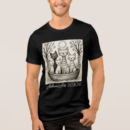 Serene Moonlit Cat Family Illustration