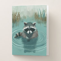 Serene Raccoon em Águas Tranquilas
