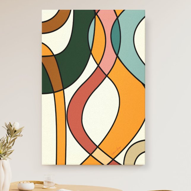 Serene Savanna Gentle Abstract Mid-Century Canvas  (Serene Savanna Gentle Abstract Mid-Century Canvas Print)