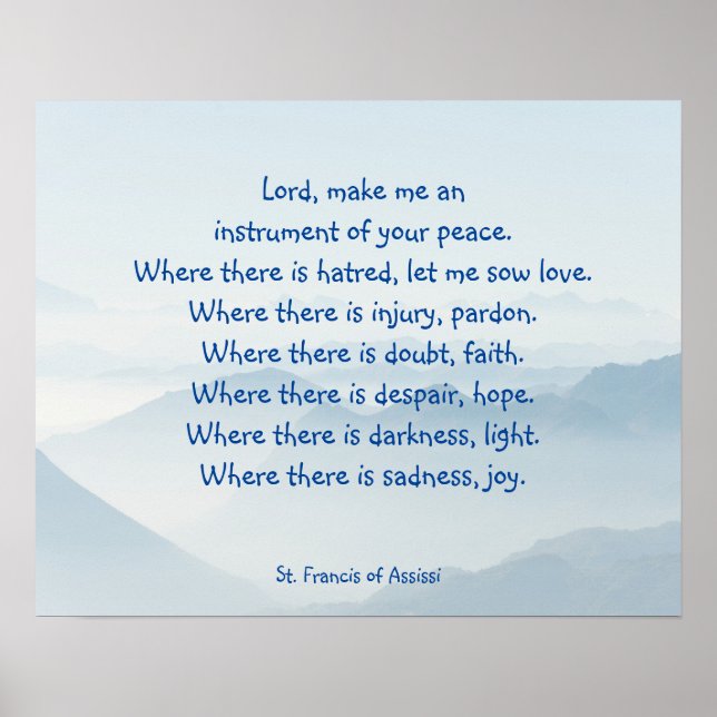 Serene Sky Rua. Francis Assissi Prayer Poster (Frente)