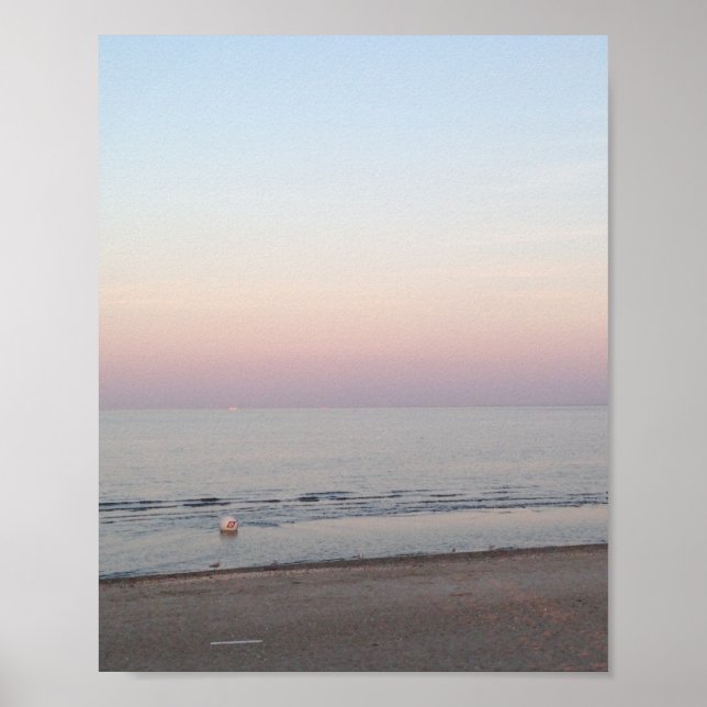 Serene Sunset Beach Ocean Photo Poster (Frente)