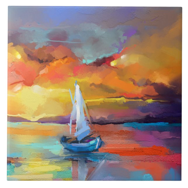 Serene Sunset Sailboat Art (Frente)