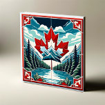 Serene Wilderness: Captivando a paisagem canadense<br><div class="desc">Apresentando a serena Wilderness, nosso último azulejo de cerâmica quadrada que encapsula a beleza impressionante do exterior canadense. Esta peça traz a essência do Canadá para sua casa, com uma impressionante design simétrica que mostra as montanhas majestosas, florestas cada vez verdes, cursos de água serenos, e a icônica folha vermelha...</div>