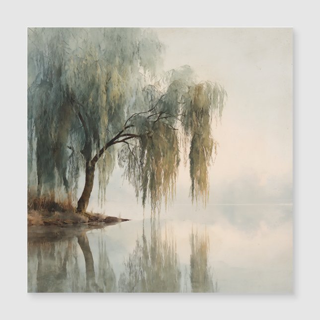 Serene Willow Tree Reflection Nature Art (13) (Frente)