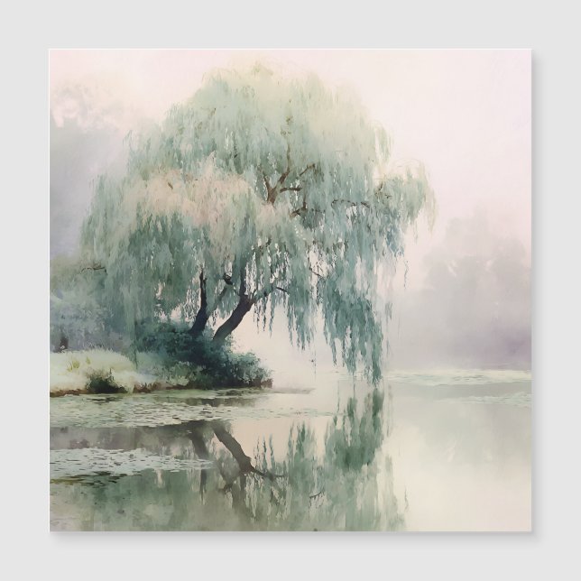 Serene Willow Tree Reflection Nature Art (7) (Frente)