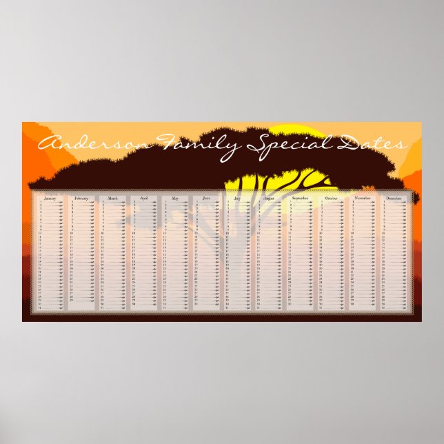 Serengeti Guarda-Chuva Poster Calendário de Aniver (Frente)