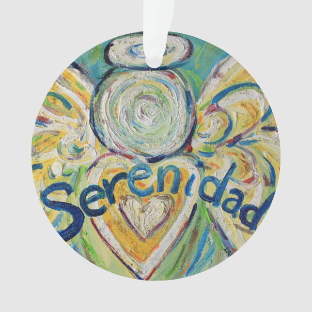 Serenidad Angel Word Art Ornamento de Feriados (Frente)