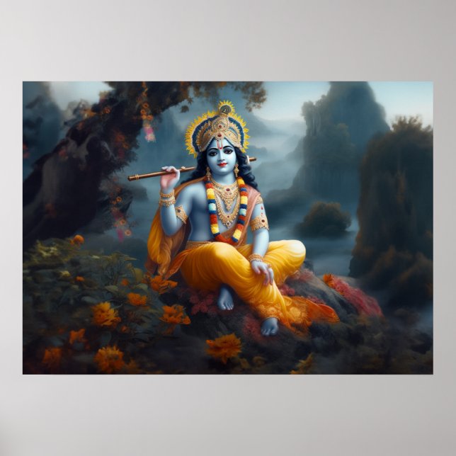 Serenidade divina: Poster Lord Krishna (Frente)