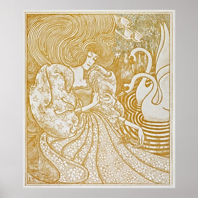 Serenidade Graciosa: Mulher Vintage com Poster de  (Frente)