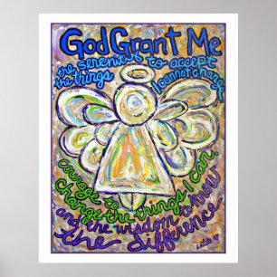 Serenity Prayer Angel Poster (Borda Branca)