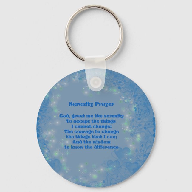 Serenity Prayer Blue Hearts Inspirational Chaveiro (Frente)
