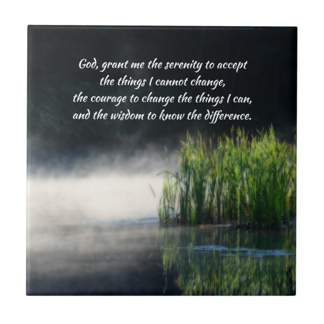 Serenity Prayer Cattails In Mist Inspirational  (Frente)