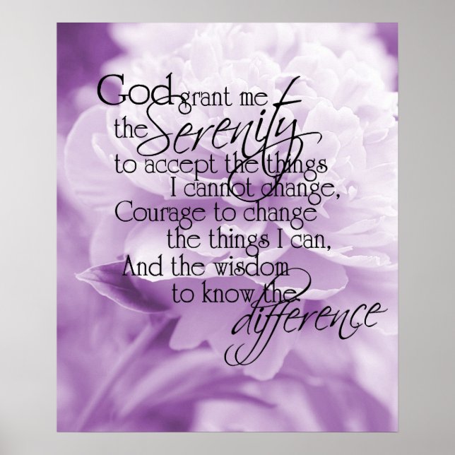 Serenity Prayer Light Purple Peony Poster (Frente)