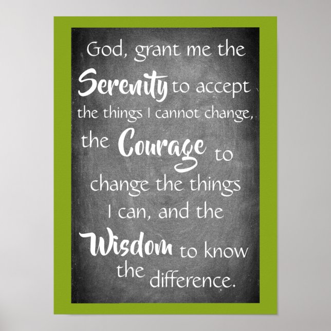 Serenity Prayer Modern Green Chalkboard Poster (Frente)