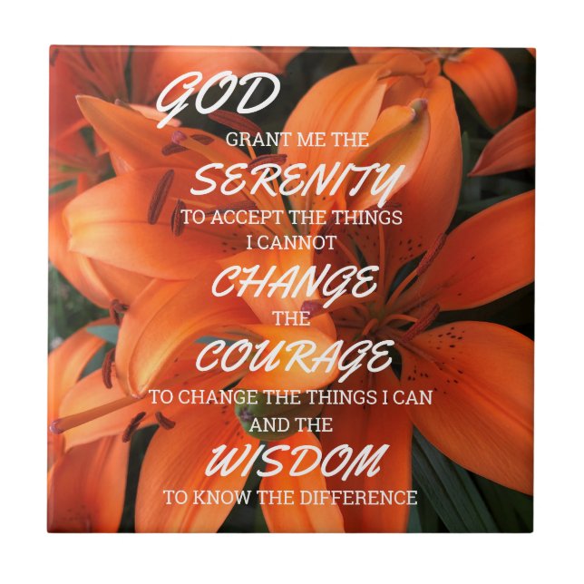 Serenity Prayer Orange Lily Flowers Foto (Frente)