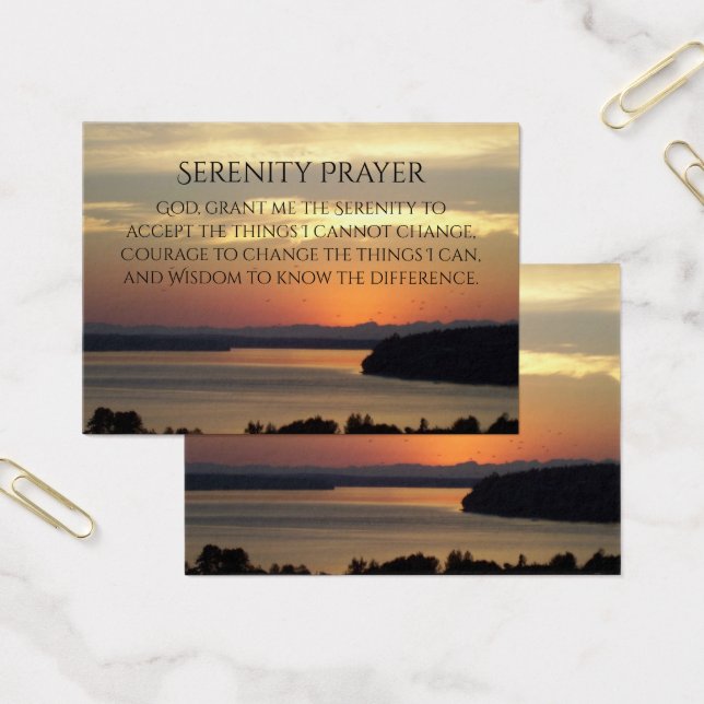 Serenity Prayer Orange Sunset Cartão de visita (Escritótio)