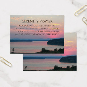 Serenity Prayer Pink Seascape Sunset Cartão de vis