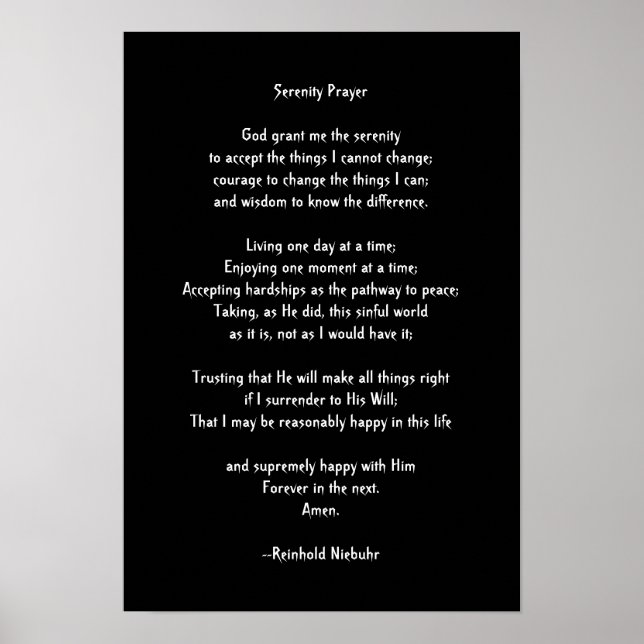 Serenity Prayer Poster (Frente)