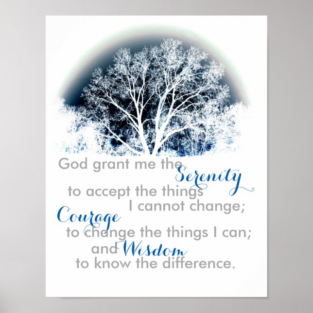 Serenity Prayer poster azul e arte da natureza bra (Frente)