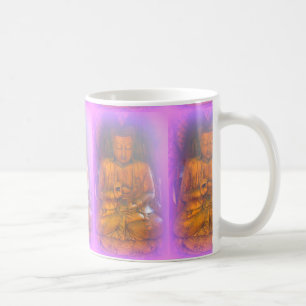 sereno de aura roxa sentando budhas caneca