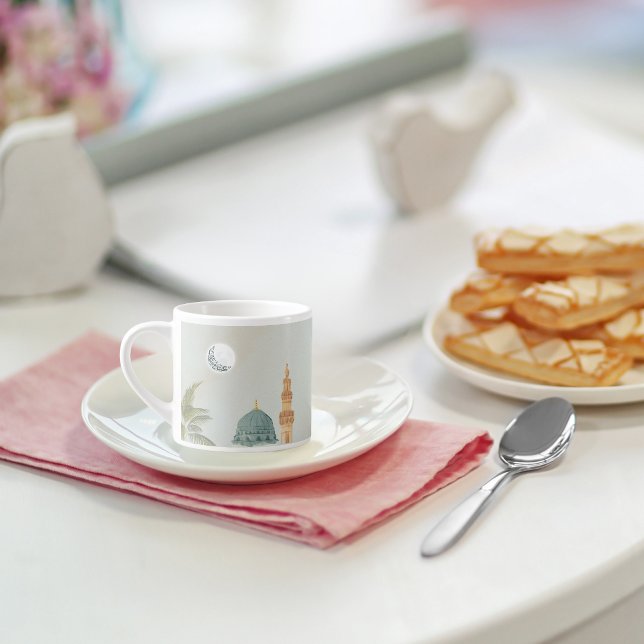 Sereno Masjid An-Nabawi Caneca de Café | Arte Islâ (Criador carregado)