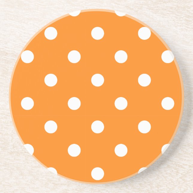 Série bolinhas — porta copos Laranja e Branco (Frente)