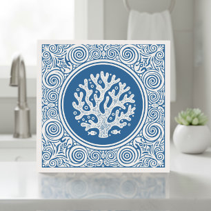 Série Coastal Life Coral em Renda Azul D1208