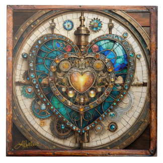 Série Coração de Vidro Manchado Dourado Steampunk