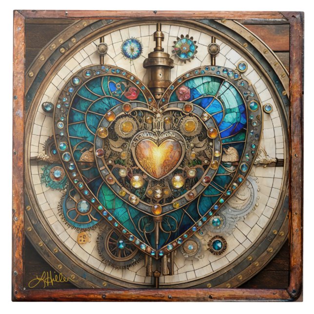 Série Coração de Vidro Manchado Dourado Steampunk (Frente)