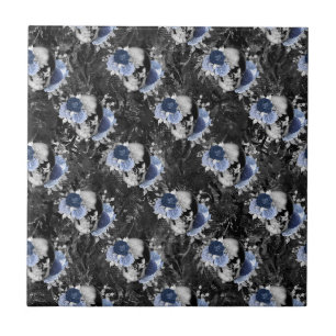 Série de crânios florais azuis Design 1  