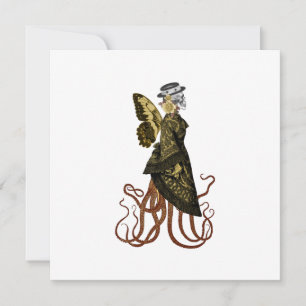 Série de Design SteamPunk Dourado 5 Convite