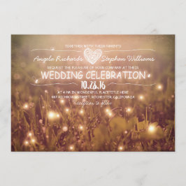 série de luzes borram convite de casamento rústico