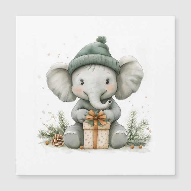 Série de Natal de Animais Adoráveis Bebê Elefante (Frente)