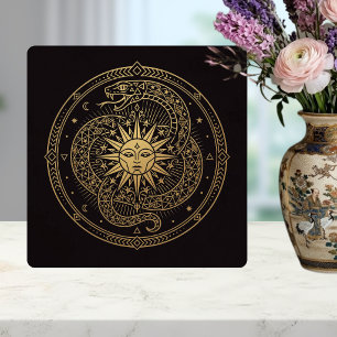 Serpente Dourada Esotérica Mandala Solar Celestial