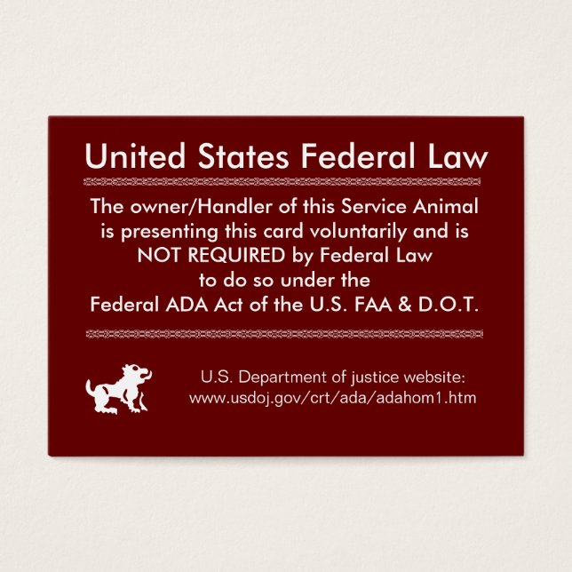Service Dog Rights Card (Frente)