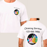 Serviço de limpeza Logotipo comercial Camisas de t<br><div class="desc">Os logotipos frontais e traseiros do serviço de limpeza funcionam em camisas com a capacidade de editar o logotipo e o texto para torná-lo próprio. Um modelo on-line que você pode personalizar para que seu funcionarios de campo vista no trabalho. Disponível em grande quantidade e em uma única impressão para...</div>