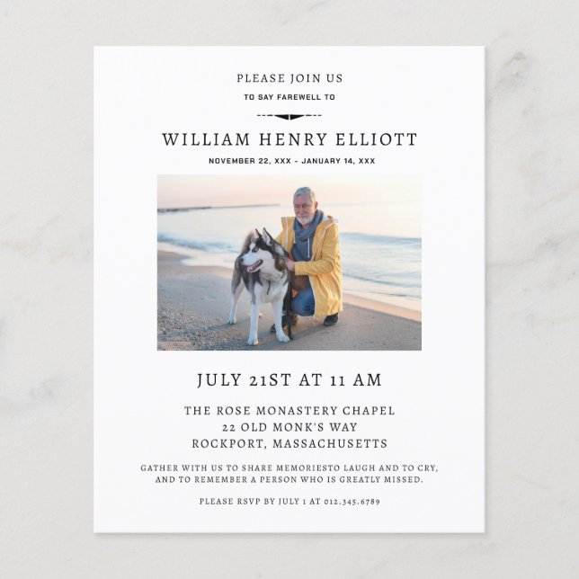 Serviço de Memória Funeral Fotográfica de Despedid (Frente)