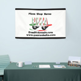 Serviço de pizza, verde vermelho, banner personali