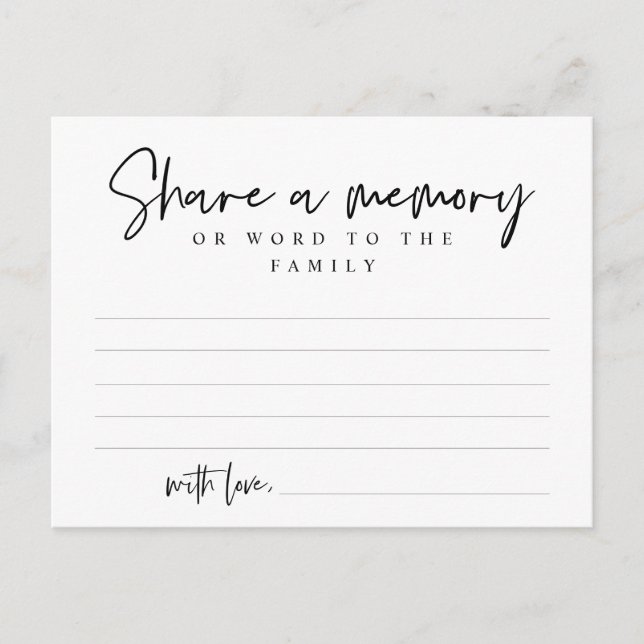 Serviço Funeral, Compartilhe uma memória, Cartão d (Frente)