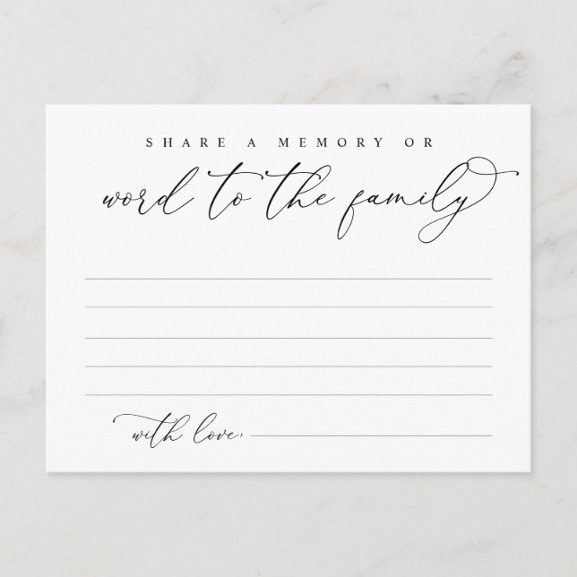 Serviço Funeral, Compartilhe uma memória, Cartão d (Frente)