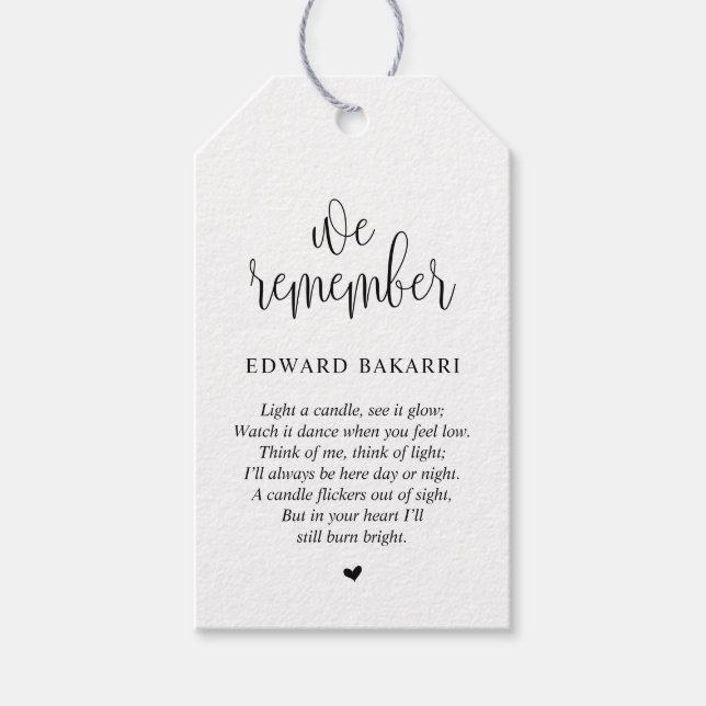 Serviço Funeral Moderno, Etiqueta de Velas Memoria (Frente)