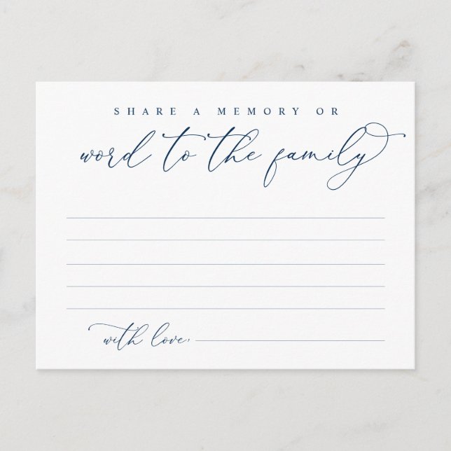 Serviço Funerário, Compartilhe uma memória, Cartão (Frente)