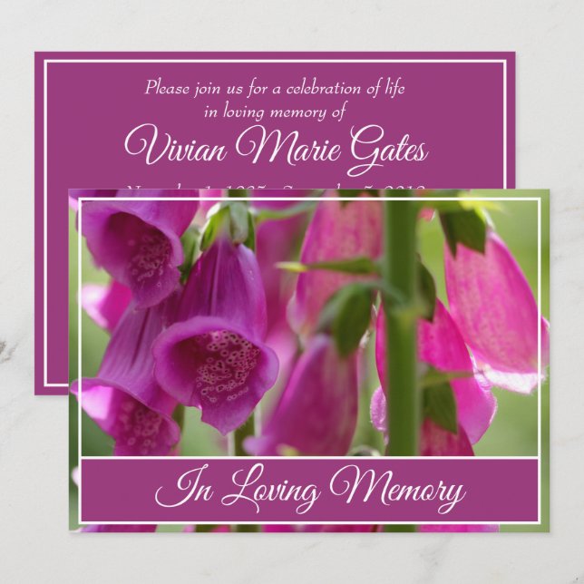 Serviço Memorial Wildflower Convite Funeral (Frente/Verso)