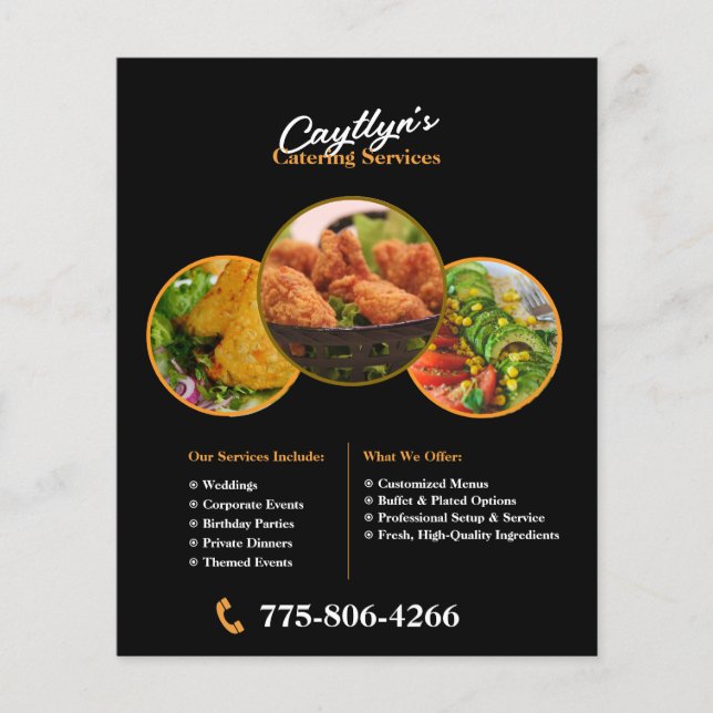 Serviços de Catering Panfleto Personalizável Editá (Frente)
