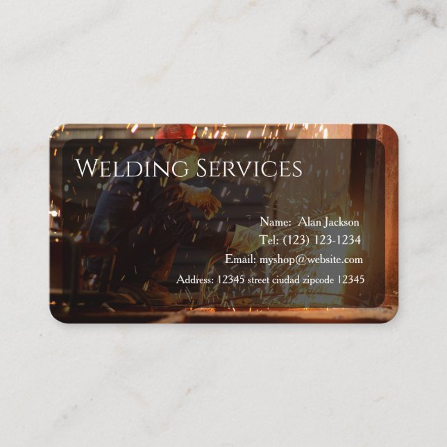 Serviços de soldadura Cartão de visita editáveis (Frente)