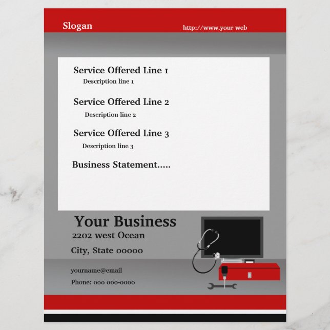 Serviços técnicos de computador e folheto de repar (Frente)