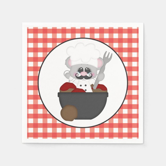 Servindo almôndegas comida italiano guardanapos (Frente)