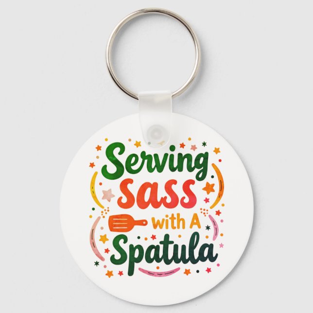 Servindo Sassy com uma Chaveiro Espátula (Frente)