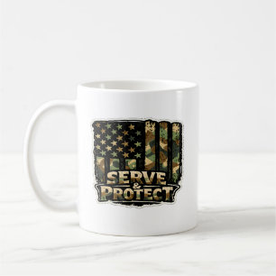 🇺🇸 Servir & Proteger – Caneca de Café Patriótica